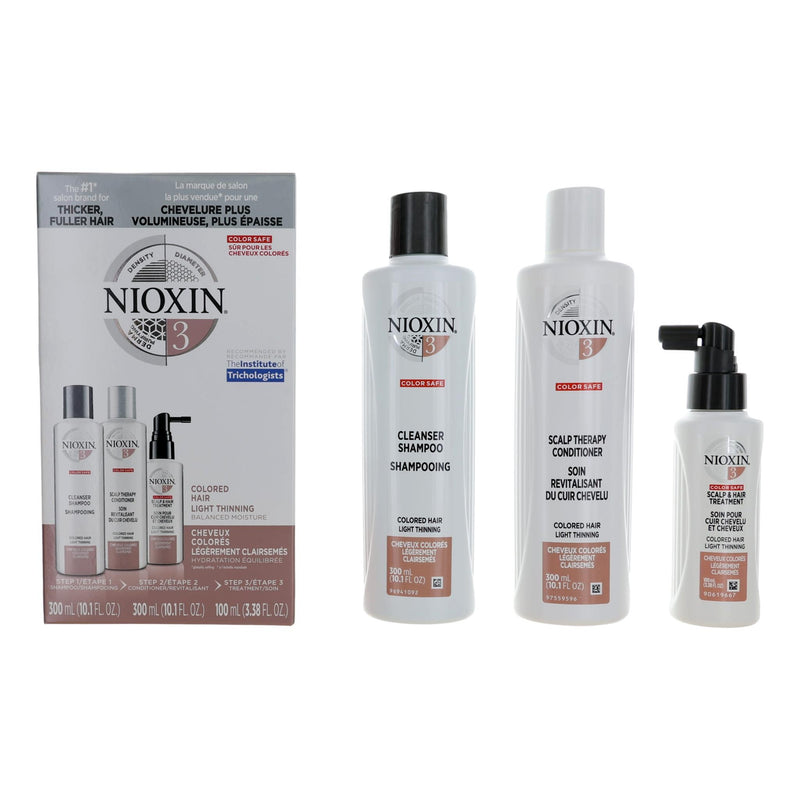Nioxin 3D Care System Kit 3, For Colored Hair Light Thinning, Balanced Moisture