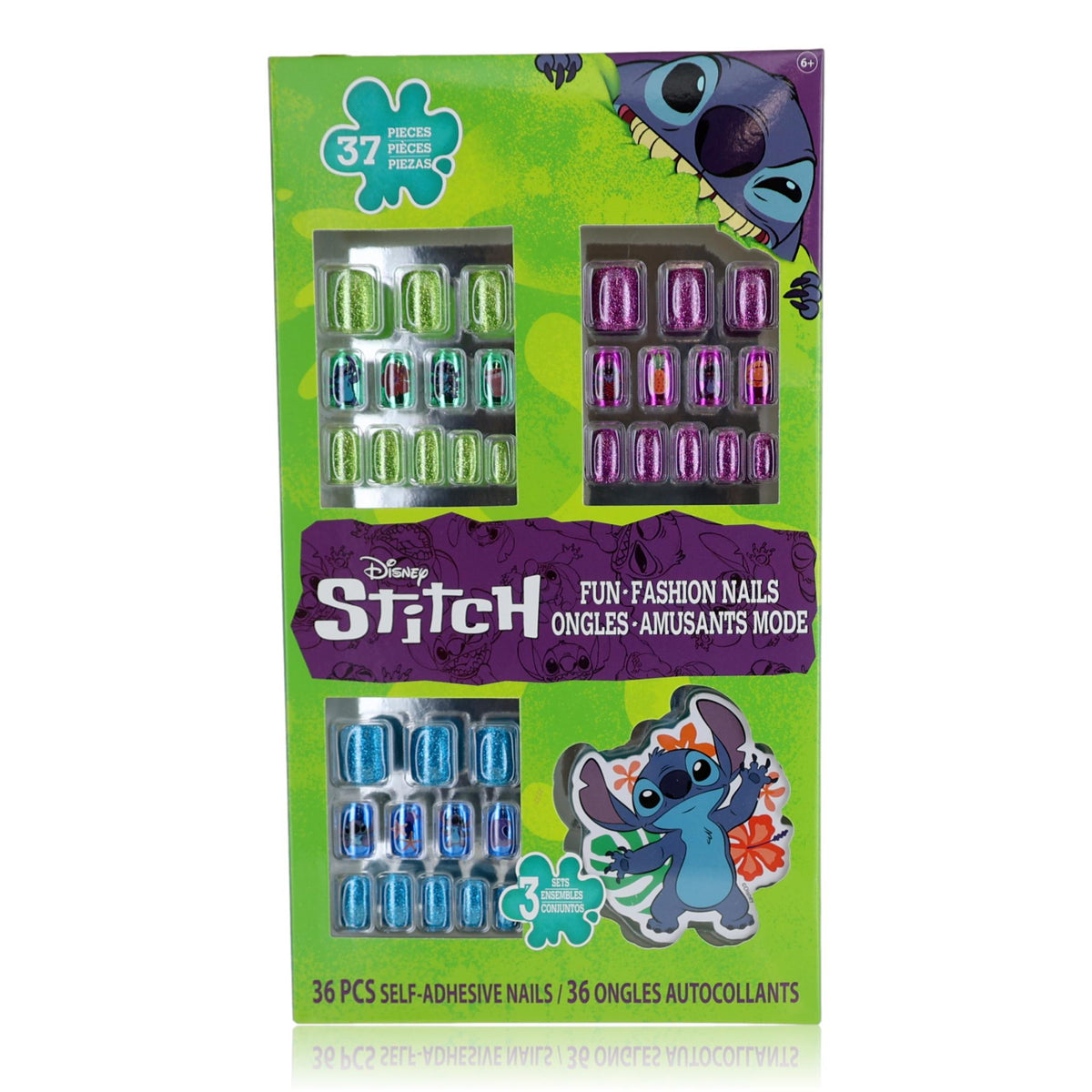 Stitch Press-On Nails by Disney, 37 Piece Set for Kids